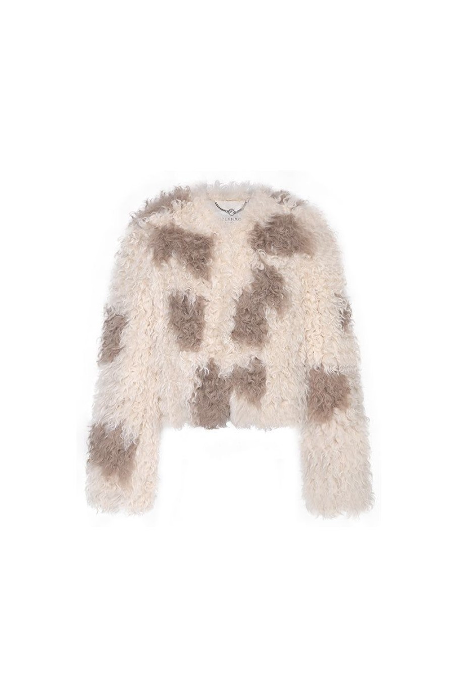 OZLANA Full Fur Jackets | Bubble Round Neck Shearling Wool Jacket (Apricot)