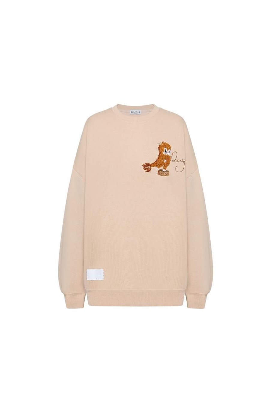 OZLANA Tops | Crewneck Faerie Dragon Sweatshirt (Camel)