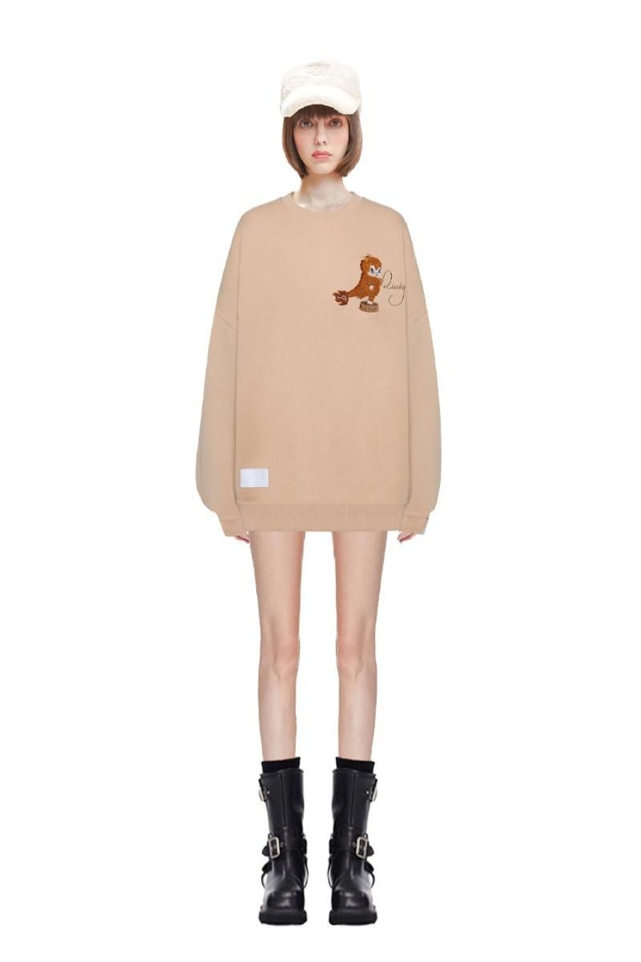 OZLANA Tops | Crewneck Faerie Dragon Sweatshirt (Camel)