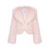 OZLANA Full Fur Jackets | Arc Cropped Wide Lapel Fox Fur Jacket (Pink)