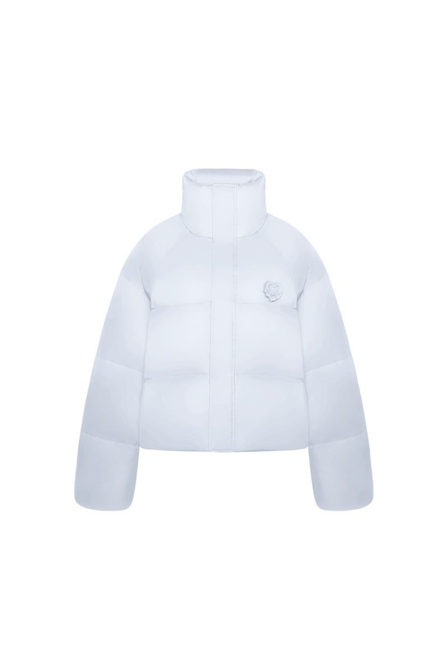 OZLANA Down Puffer Jackets | Melting Rose Heart Quilted Puffer Jacket(Blue)