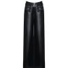 OZLANA Bottoms | Ozln Eco Leather Oversized Wide Leg Pant(Black)