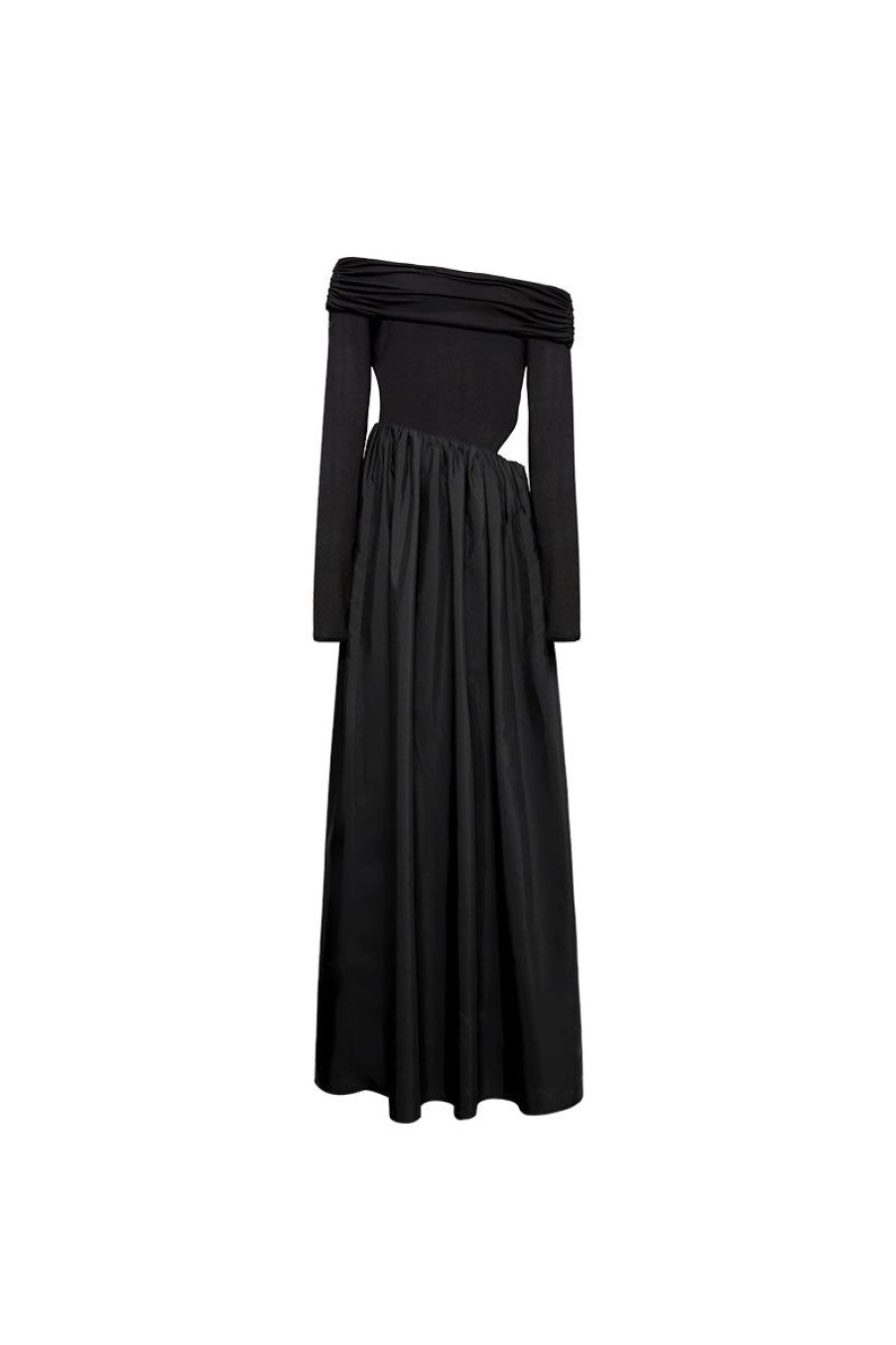 OZLANA Dresses & Sets | Ozln Slant Off Shoulder Maxi Dress(Black)