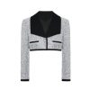 OZLANA Tops | Ozln Mirrorball Contrast Wide Lapel Cropped Blazer (Silvery)