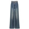 OZLANA Bottoms | Ozln Rolled Waist Wide Leg Jeans(Blue)