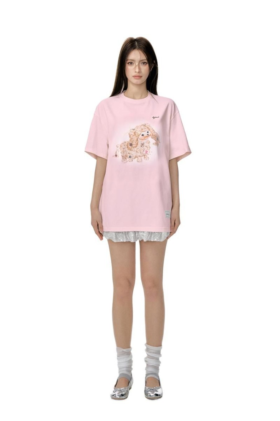 OZLANA Tops | Oversized Pet Graphic T-Shirt(Pink)