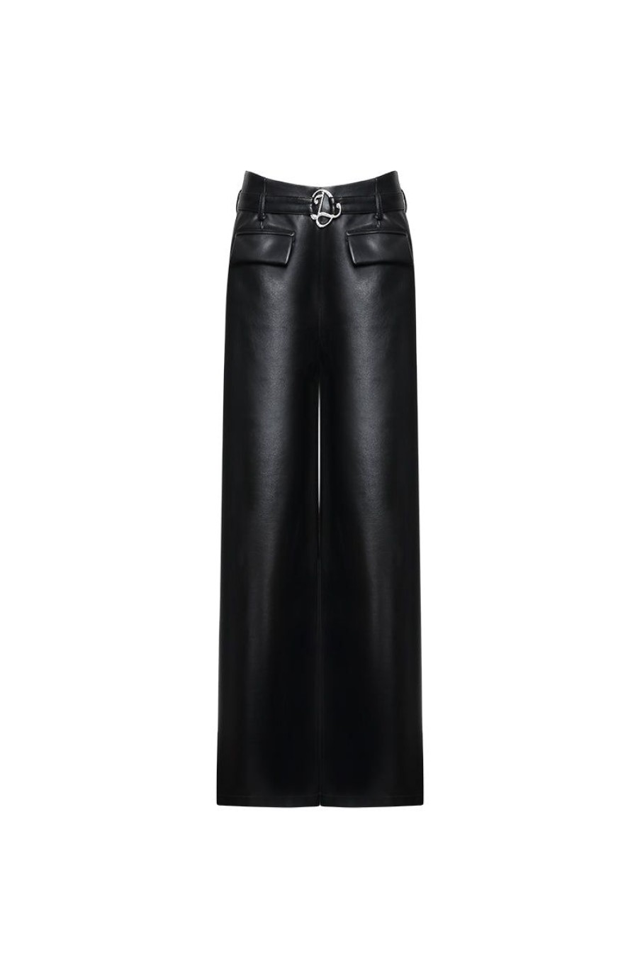 OZLANA Ozln | Ozln Eco Leather Oversized Wide Leg Pant(Black)