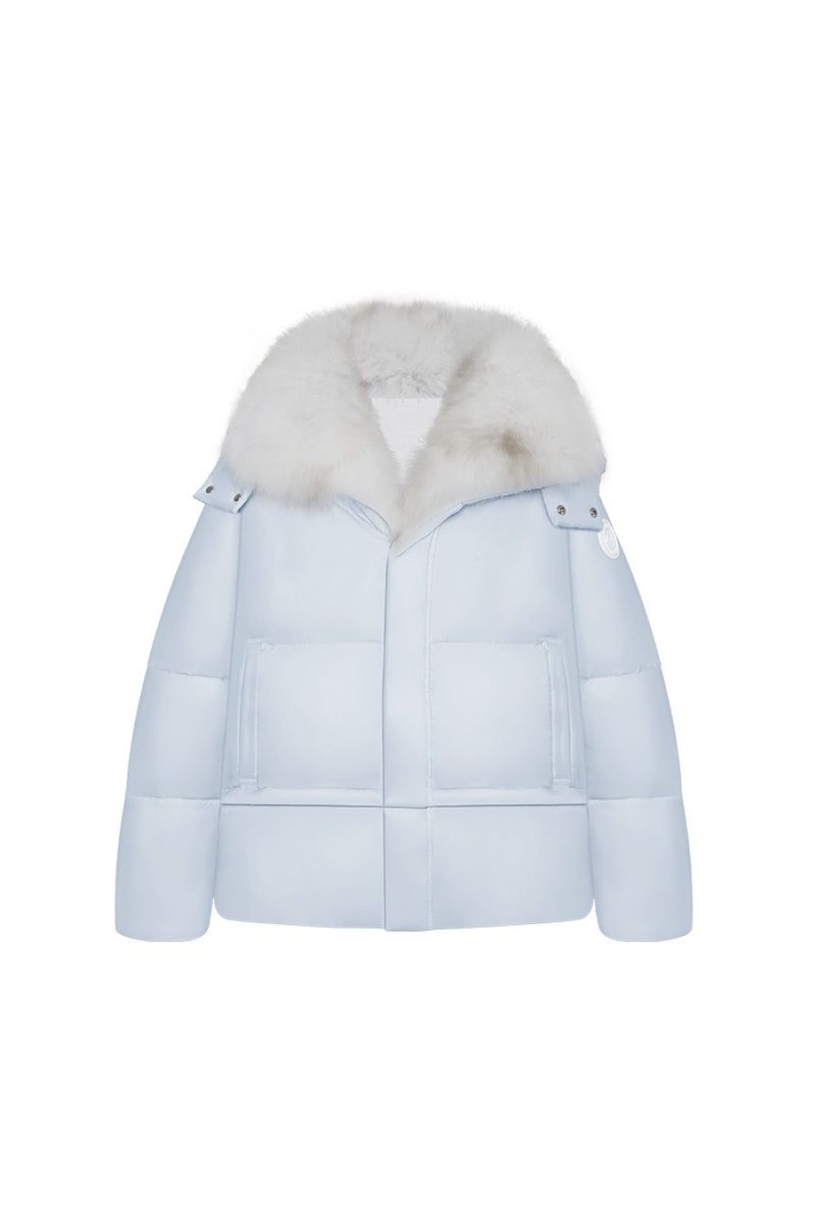 OZLANA Down Puffer Jackets | Versefox Fur Collar Multi-Wear Down Jacket(Blue)