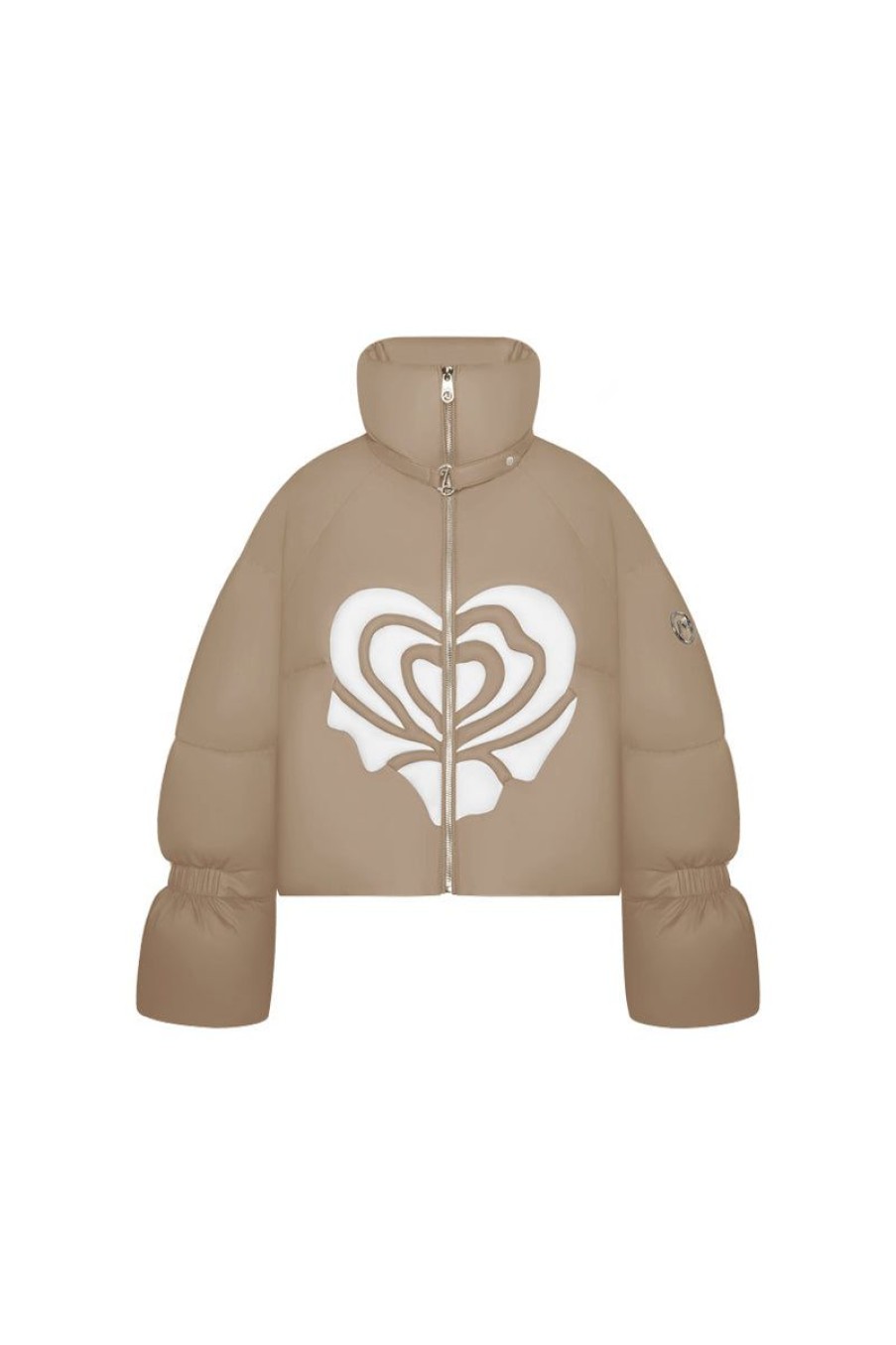 OZLANA Down Puffer Jackets | Melting Rose Heart Puffer Jacket(Camel)