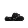 OZLANA Shoes | Shiny Crystal Butterflyfaux Fur Slippers(Black)