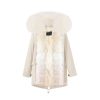 OZLANA Classic & Designer Parkas | Cream White + Dreamy Rainbow