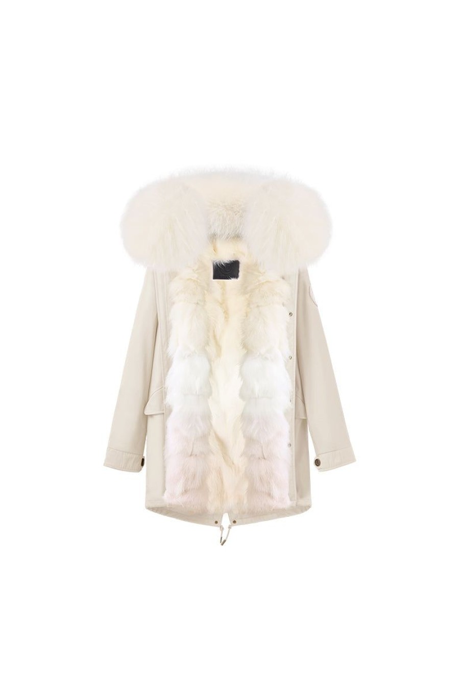 OZLANA Classic & Designer Parkas | Cream White + Dreamy Rainbow