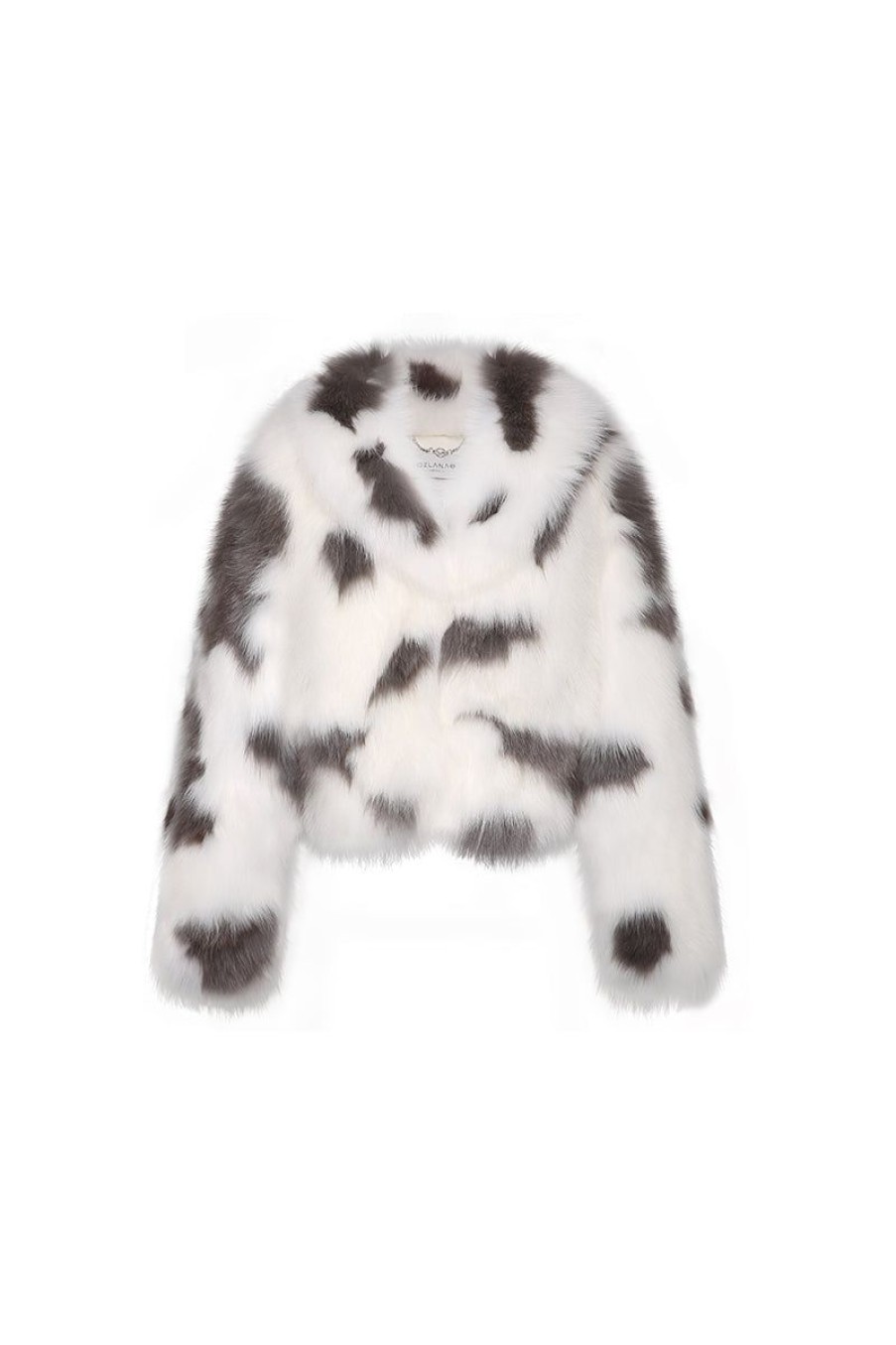 OZLANA Omniverse: Milan Runway Collection | Highland Wide Lapel Crop Racoon Fur Jacket(Cow White)