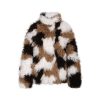 OZLANA Wool Shearling Jackets | Smudged Collared Shearling Wool Jacket (Caramel)