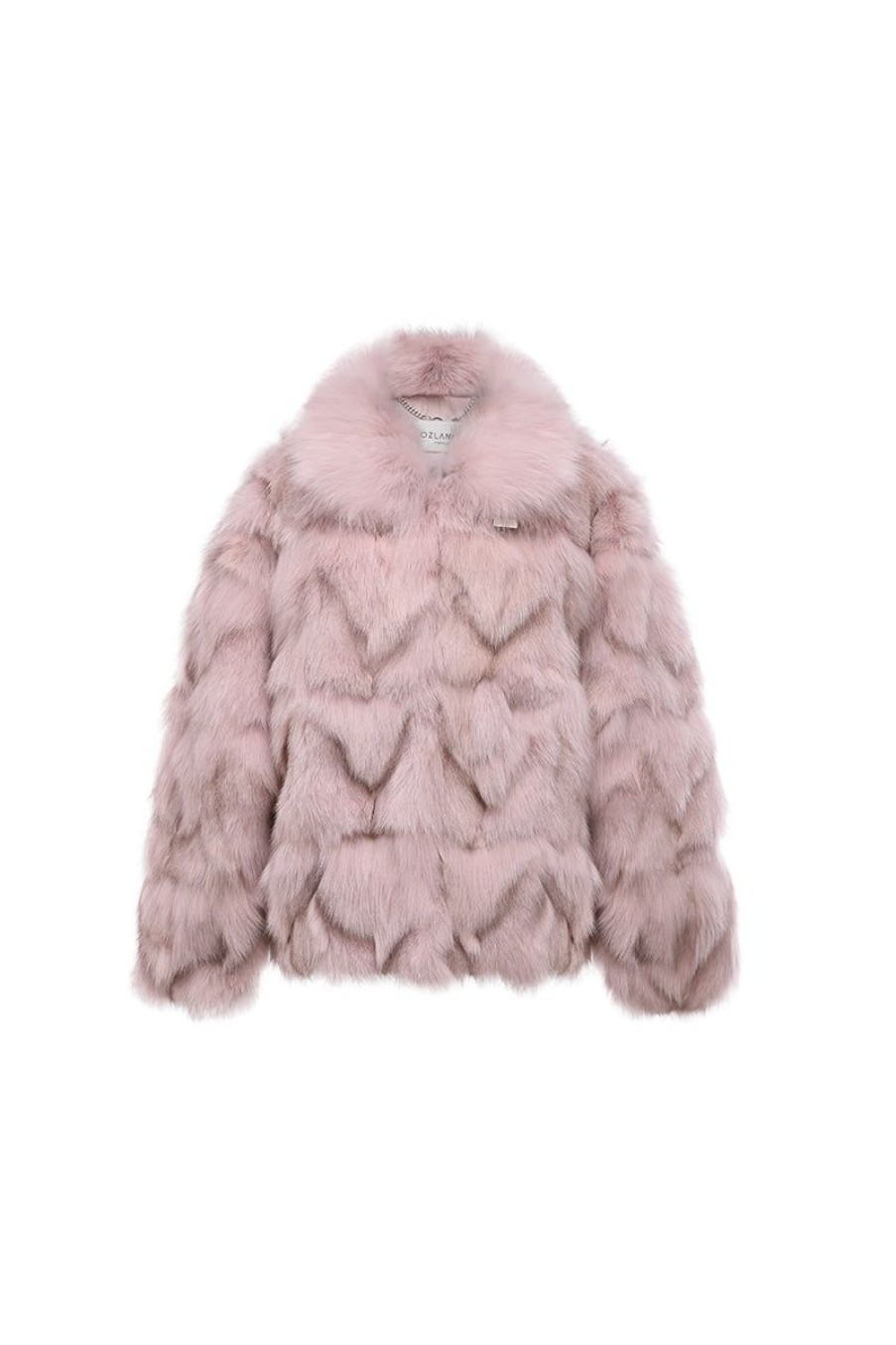 OZLANA Full Fur Jackets | Classic Buckle Collar Fox Fur Jacket (Pink)