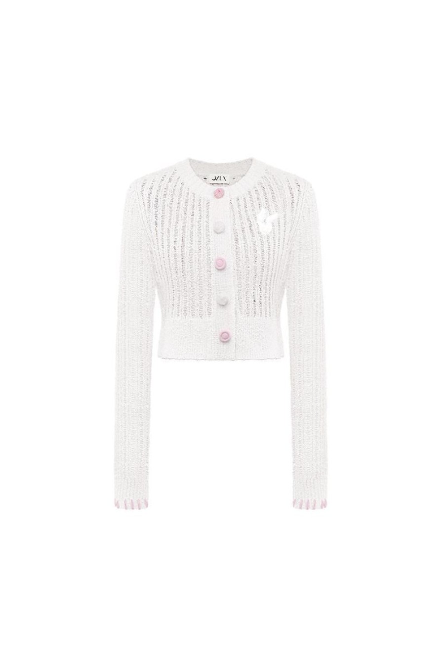 OZLANA Ozln | Contrast Button Knitted Cardigan (Cream)