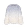 OZLANA Full Fur Jackets | Sunrise Gradient Round Neck Fox Fur Jacket (Blue)