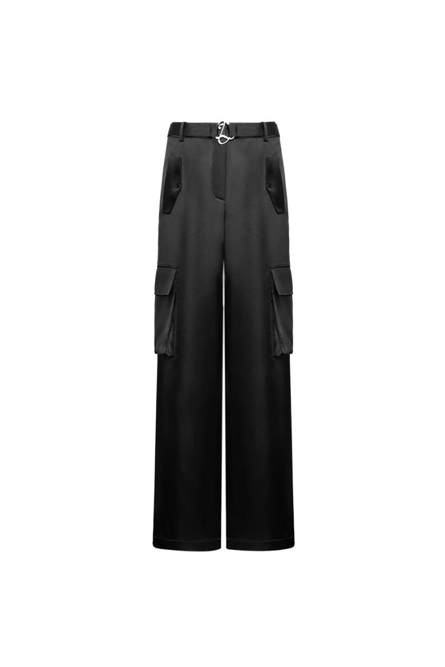 OZLANA Bottoms | Ozln Wide Leg Cargo Pants(Black)