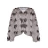 OZLANA Full Fur Jackets | Contrast V Neck Snow Fox Fur Jacket(Grey)