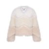 OZLANA Full Fur Jackets | Rippled Gradient Crystal Fringe Fox Fur Jacket(Cream Gradient)