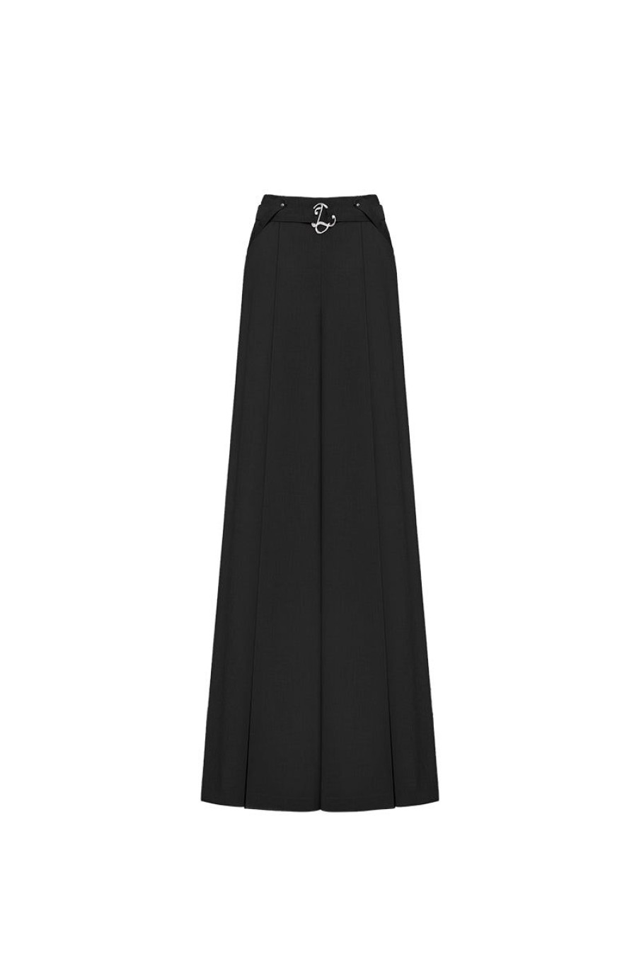 OZLANA Ozln | Ozln Wide Leg Slit Suit Pants(Black)