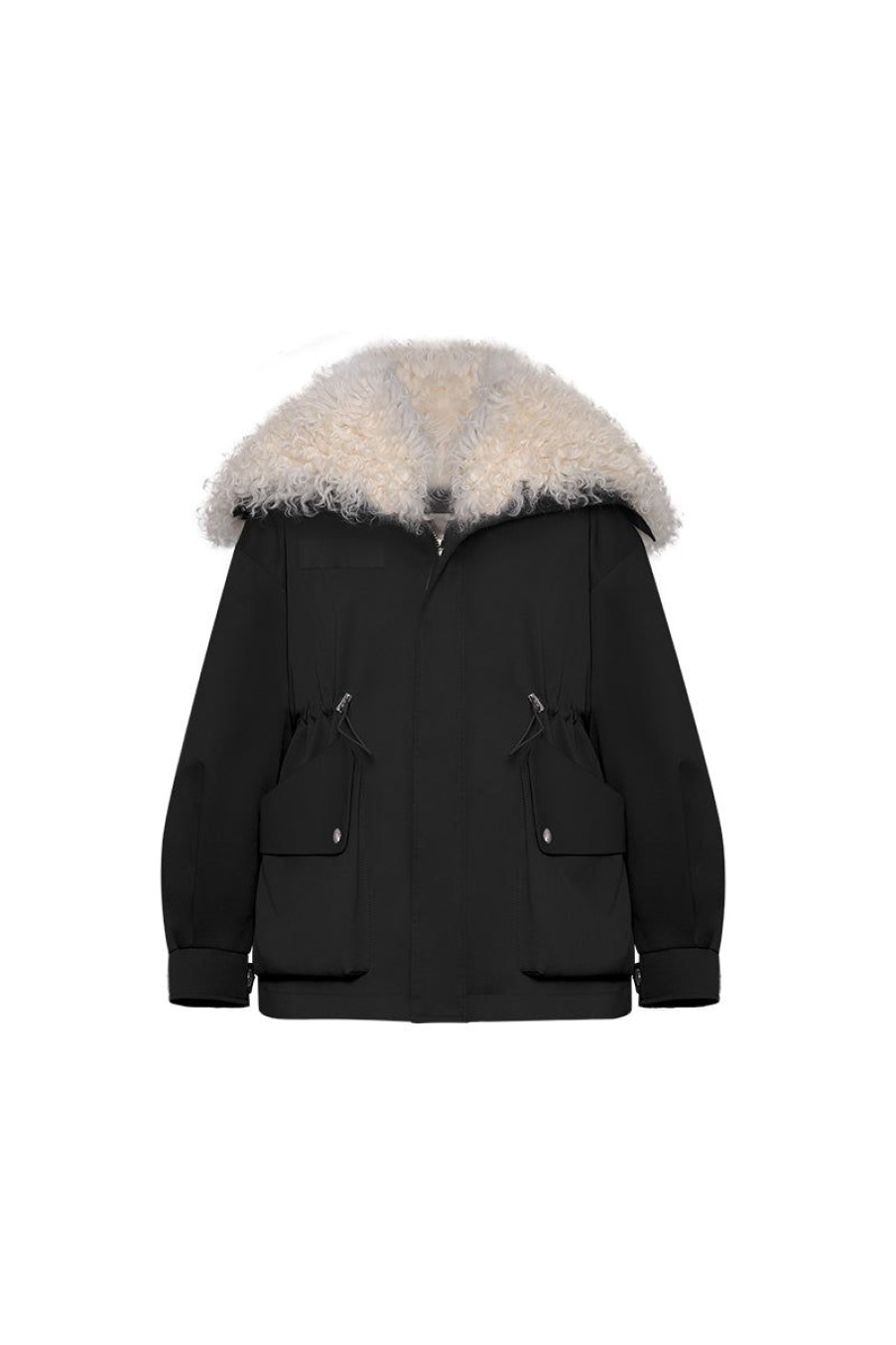 OZLANA Classic & Designer Parkas | Black Lapel Parka