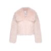 OZLANA Full Fur Jackets | Wide Lapel Crop Raccoon Fur Jacket(Pink)