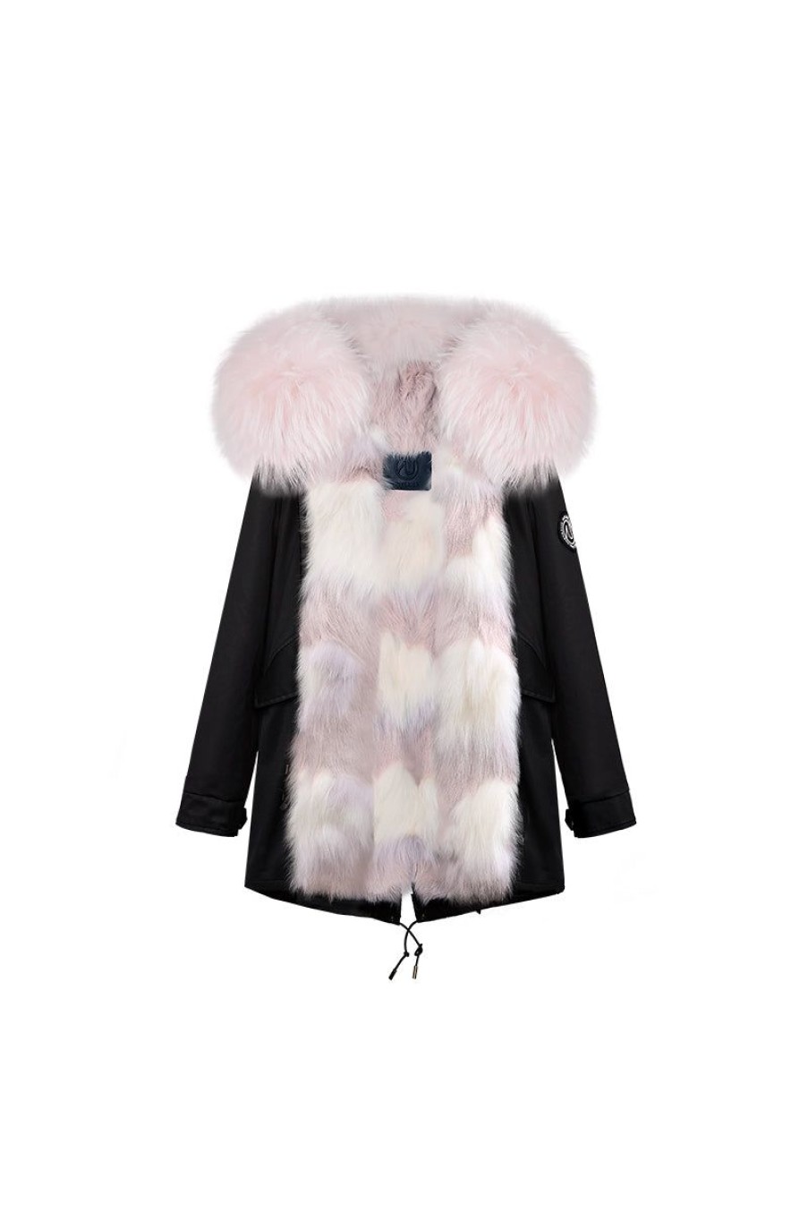 OZLANA Classic & Designer Parkas | Black+Pink Cloud