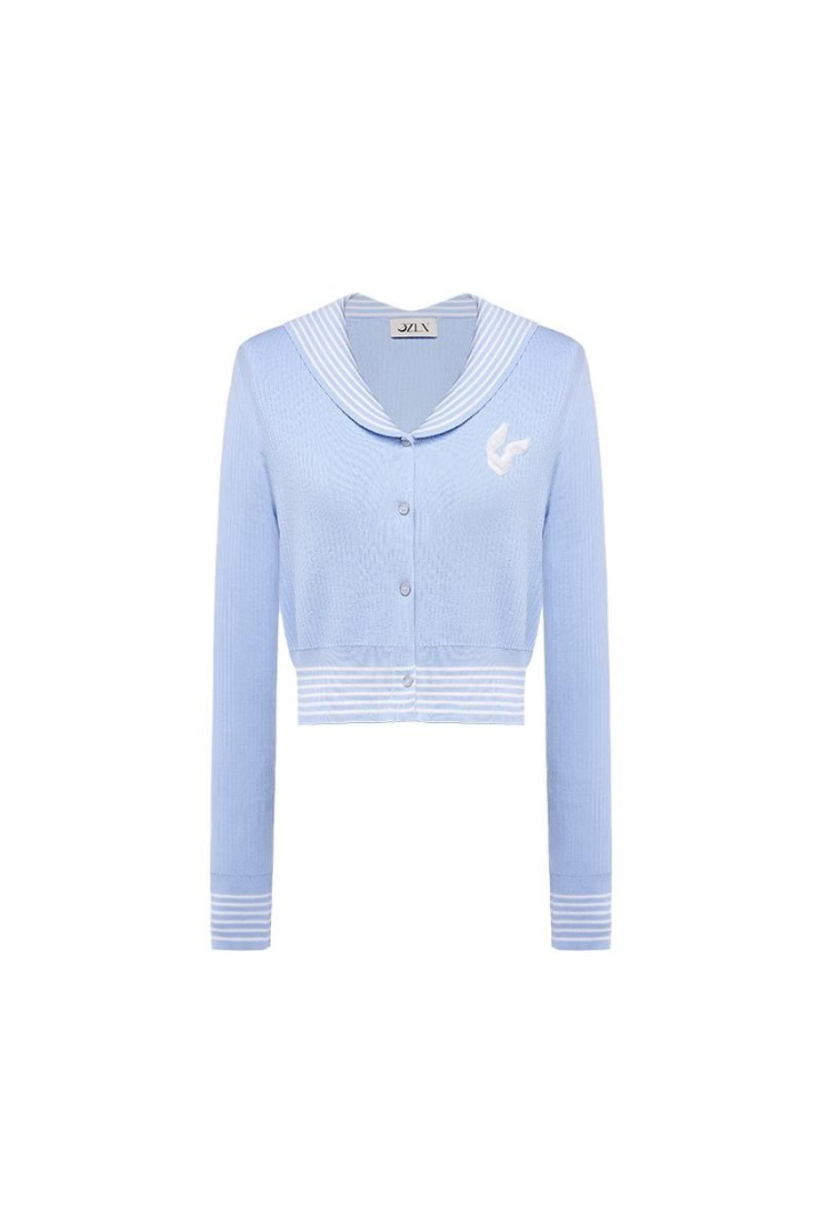 OZLANA Ozln | Sailor Heart Logo Knitted Cardigan (Blue)