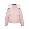 OZLANA Down Puffer Jackets | Turnover Knit Multi-Weardown Jacket(Pink + Coffee Color)