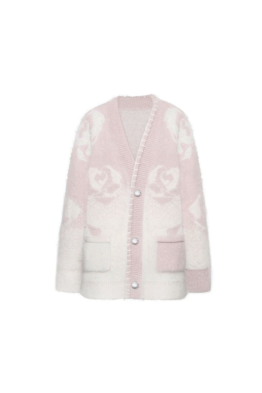 OZLANA Ozln | Ozln Rose Gradient Knit Cardigan(Pink)