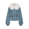 OZLANA Classic & Designer Parkas | Blue Short Denim Parka