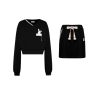 OZLANA Ozln | Bunny Stitched Lounge Skirt & Sweatshirt Set (Black)