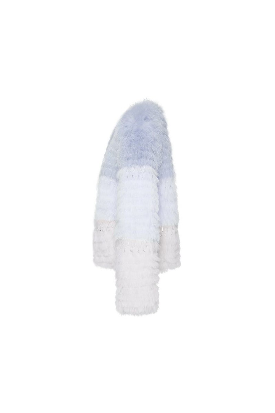 OZLANA Full Fur Jackets | Sunset Gradient Crystal Fox Fur Jacket(Blue Gradient)