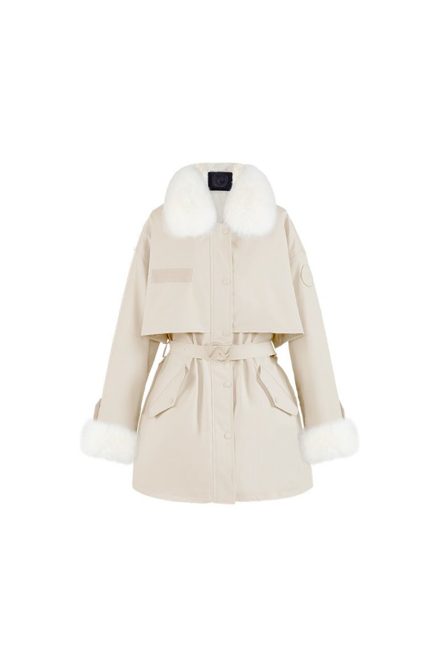 OZLANA Classic & Designer Parkas | Cream White Trench Parka