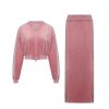 OZLANA Tops | Ozln O Club Baseball Sweat Suit Midi Skirt Set(Pink)