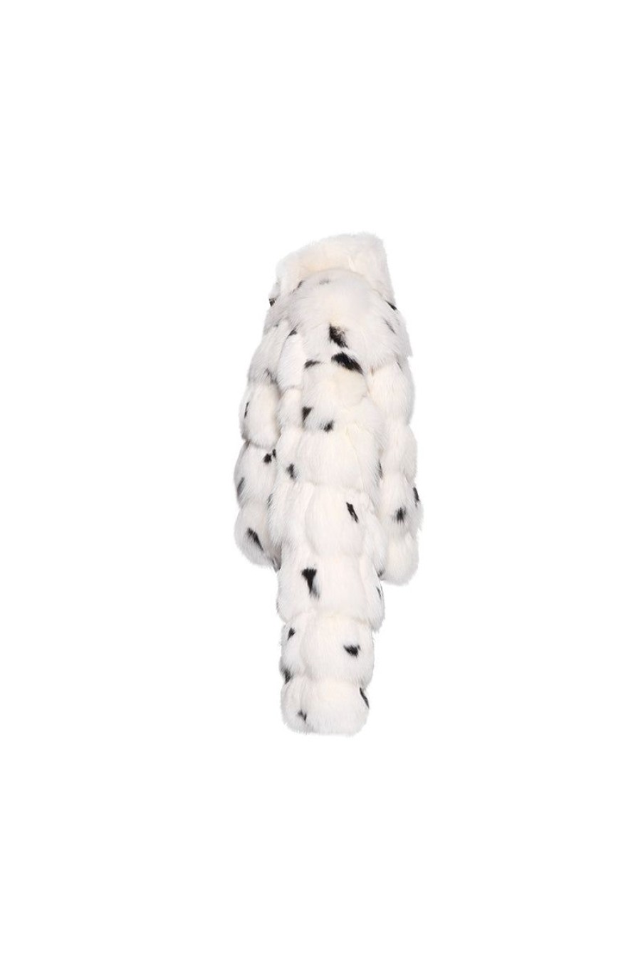 OZLANA Full Fur Jackets | Royal Cloud Bubble Buckle Collar Fox Fur Jacket (White)