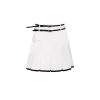 OZLANA Ozln | Ozln Barre Double Belt Pleated Mini Skirt (White)