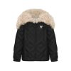 OZLANA Down Puffer Jackets | Quilted Detachable Collar Down Jacket(Black)