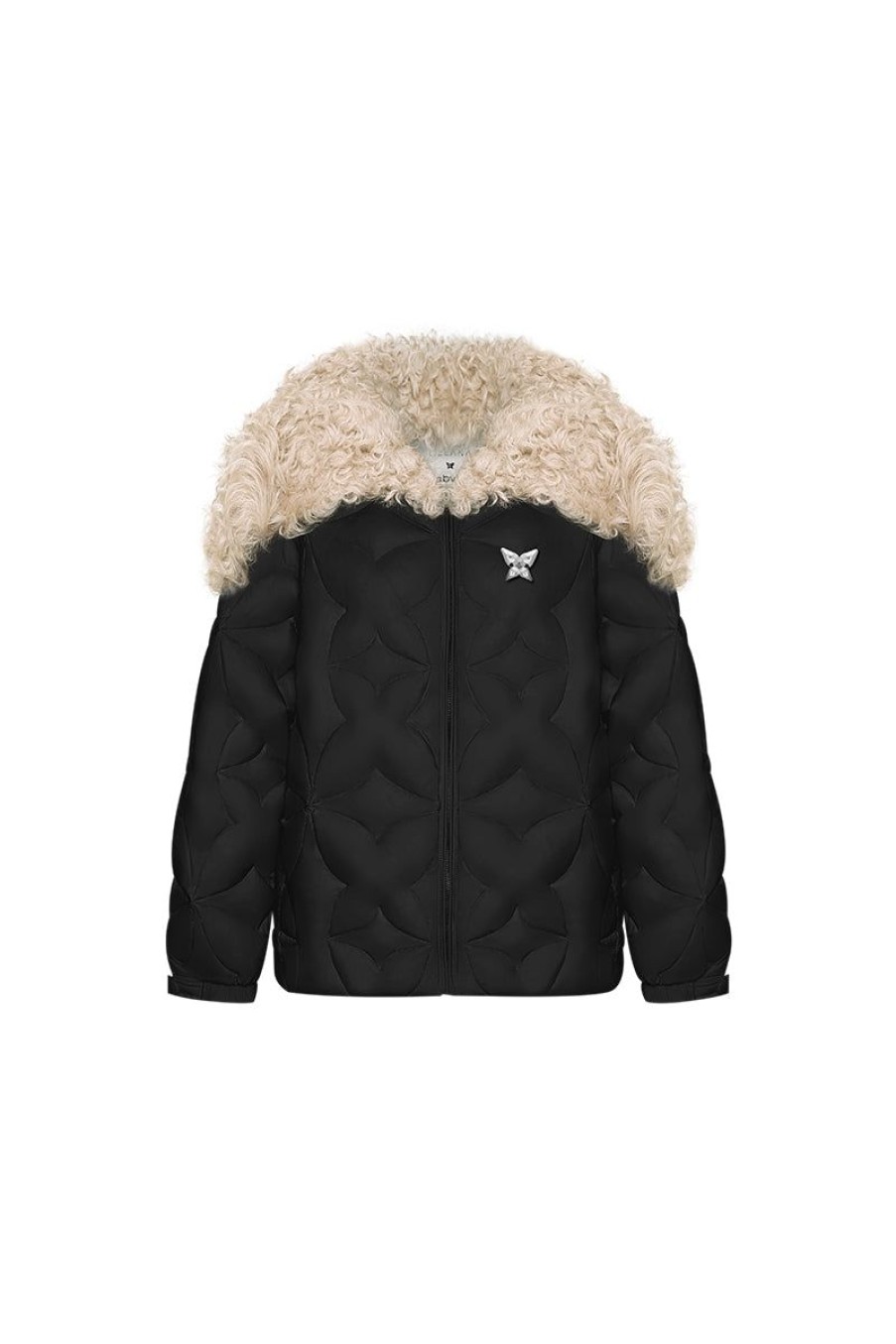 OZLANA Down Puffer Jackets | Quilted Detachable Collar Down Jacket(Black)