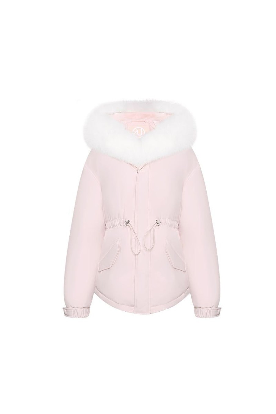 OZLANA Down Puffer Jackets | Omni Fox Fur Gradient Down Parka(Pink)