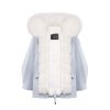 OZLANA Classic & Designer Parkas | Airy Blueoversize Parka+Cream Snow