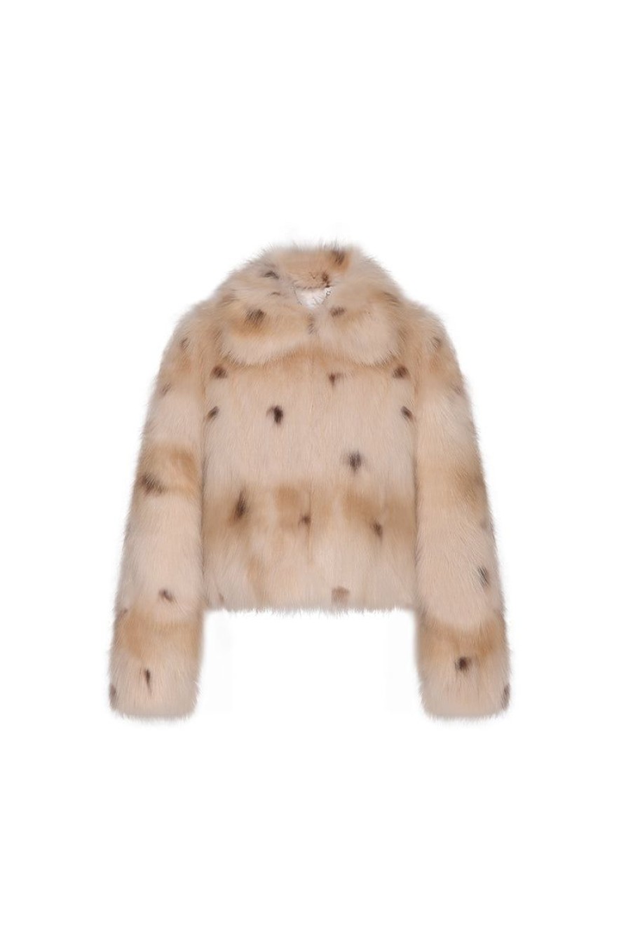 OZLANA Full Fur Jackets | Royal Collar Crop Racoon Fur Jacket (Chestnut)