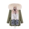 OZLANA Classic & Designer Parkas | Khaki Green+Creamy Ice Cream