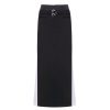 OZLANA Bottoms | Ozln Contrast Panelled Maxi Skirt(Black)