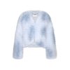 OZLANA Omniverse: Milan Runway Collection | Rose Sherbet Wide Lapel Crop Fox Fur Jacket(Blue)