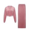 OZLANA Matching Sets | Ozln O Club Baseball Sweat Suit Midi Skirt Set(Pink)