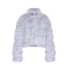 OZLANA Full Fur Jackets | Cloud Bubble Buckle Collar Fox Fur Jacket (Blue)