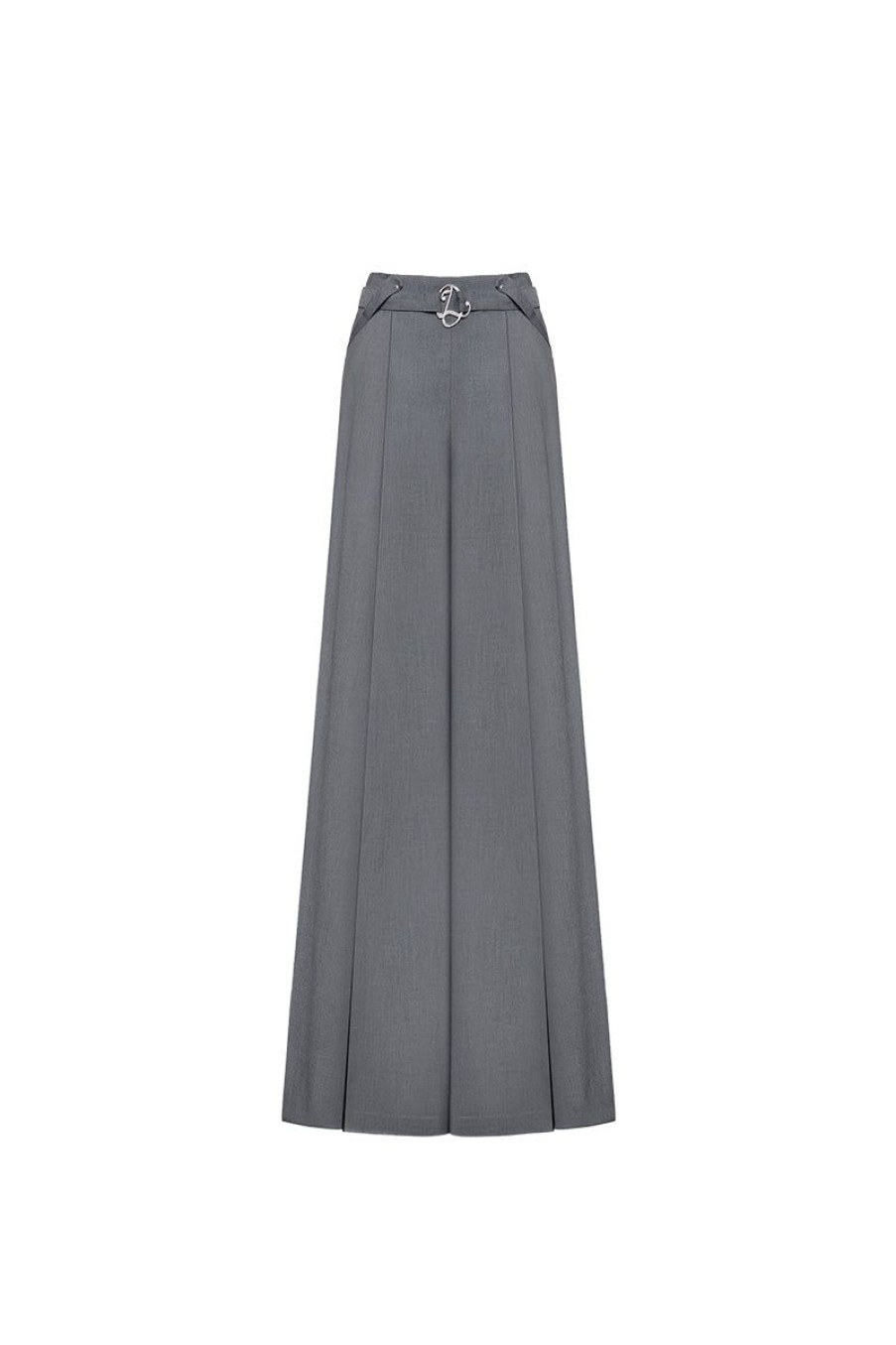 OZLANA Bottoms | Ozln Wide Leg Slit Suit Pants(Grey)