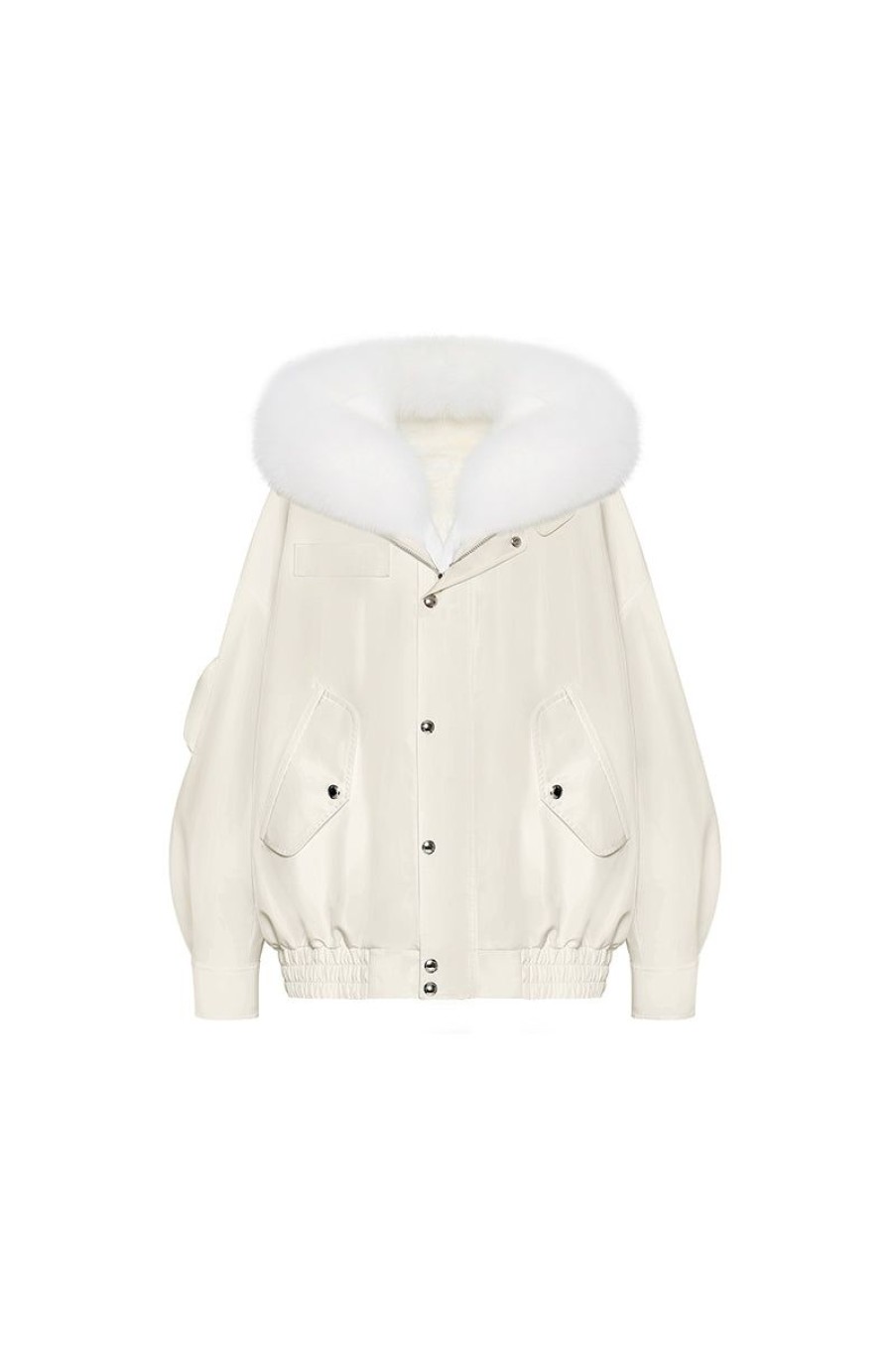 OZLANA Omniverse: Milan Runway Collection | Cream White Bomber Parka